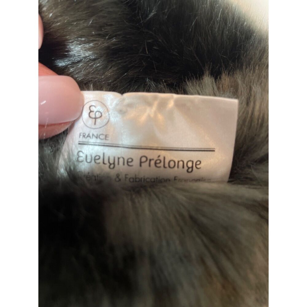 Evelyne Prelonge Faux Fur Scarf Gray Neck Wrap Stole 62" France Luxury Mob Wife - Picture 9 of 13